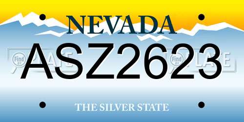 ASZ2623 Nevada License Plate