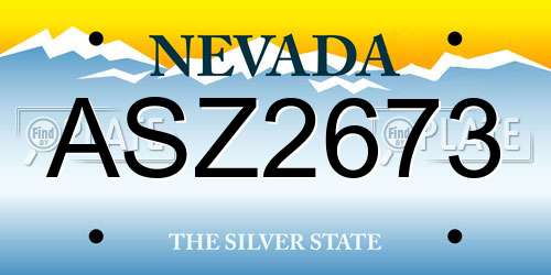 ASZ2673 Nevada License Plate