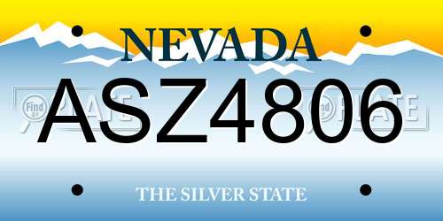 ASZ4806 Nevada License Plate