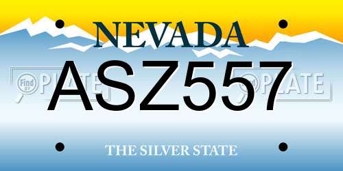 ASZ557 Nevada License Plate