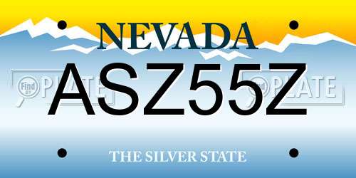 ASZ55Z Nevada License Plate