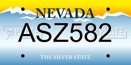 ASZ582 Nevada License Plate