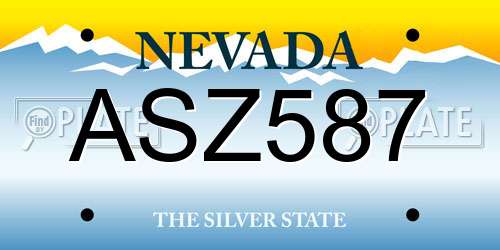 ASZ587 Nevada License Plate