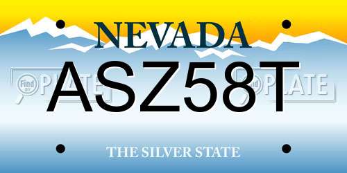 ASZ58T Nevada License Plate