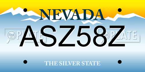 ASZ58Z Nevada License Plate
