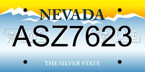 ASZ7623 Nevada License Plate