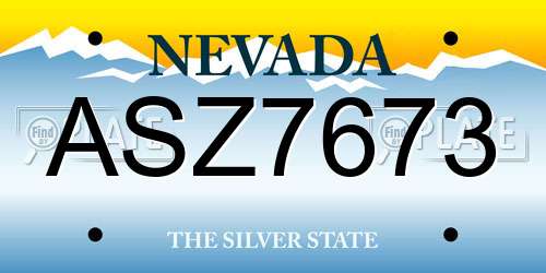 ASZ7673 Nevada License Plate