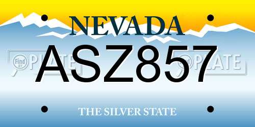 ASZ857 Nevada License Plate
