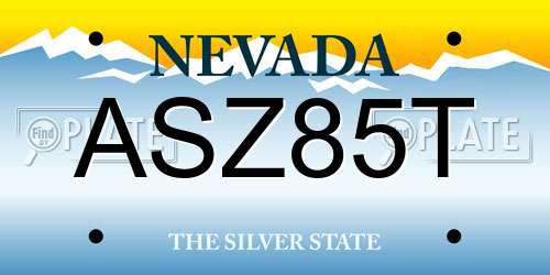 ASZ85T Nevada License Plate