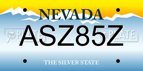 ASZ85Z Nevada License Plate