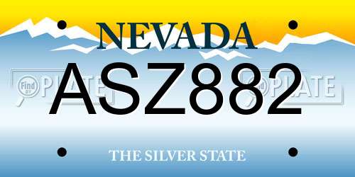 ASZ882 Nevada License Plate
