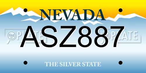 ASZ887 Nevada License Plate