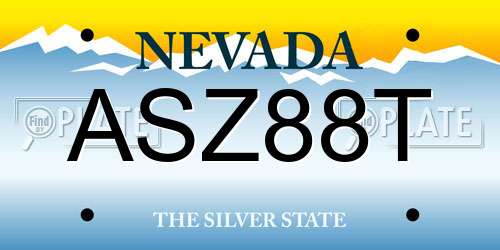 ASZ88T Nevada License Plate