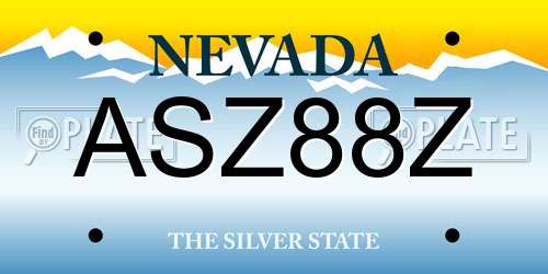 ASZ88Z Nevada License Plate