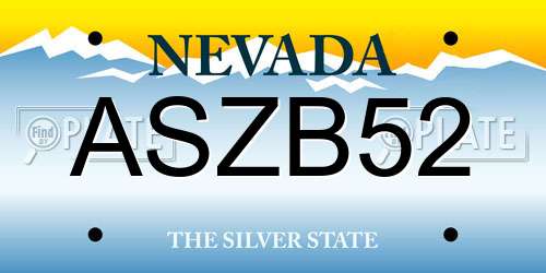 ASZB52 Nevada License Plate