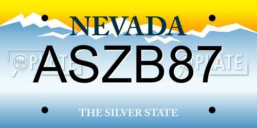 ASZB87 Nevada License Plate