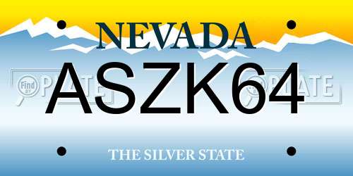 ASZK64 Nevada License Plate