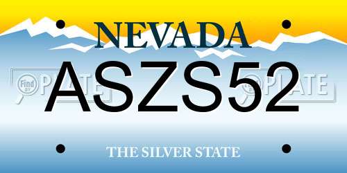 ASZS52 Nevada License Plate