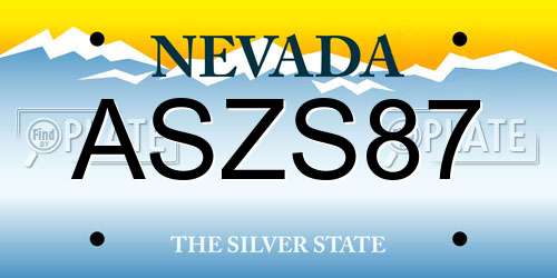 ASZS87 Nevada License Plate