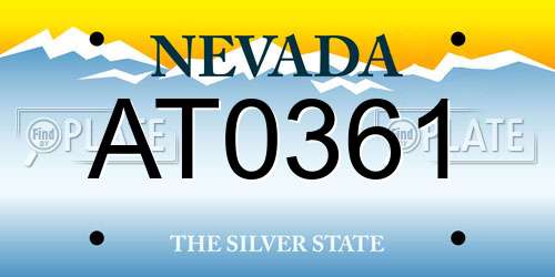 AT0361 Nevada License Plate