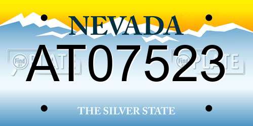 AT07523 Nevada License Plate