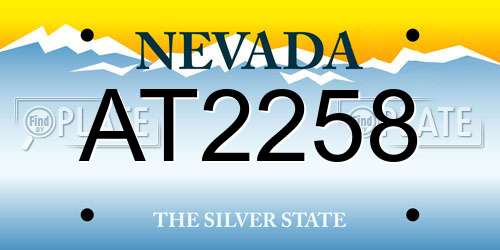AT2258 Nevada License Plate