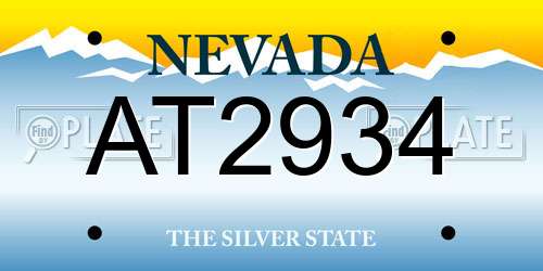 AT2934 Nevada License Plate
