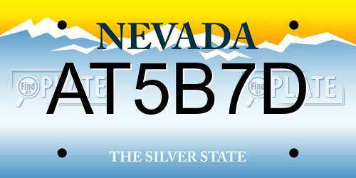 AT5B7D Nevada License Plate