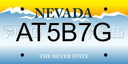 AT5B7G Nevada License Plate