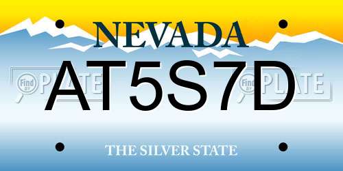 AT5S7D Nevada License Plate
