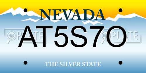 AT5S7O Nevada License Plate