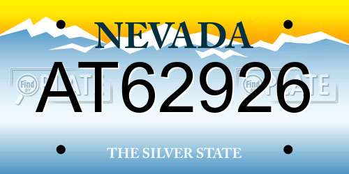 AT62926 Nevada License Plate
