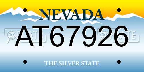 AT67926 Nevada License Plate