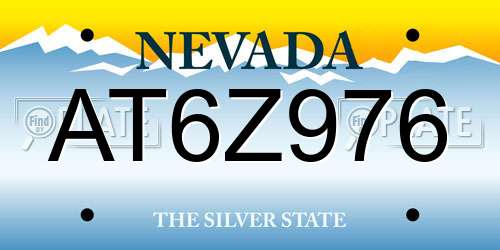 AT6Z976 Nevada License Plate
