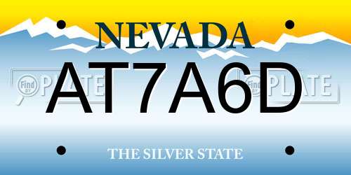 AT7A6D Nevada License Plate