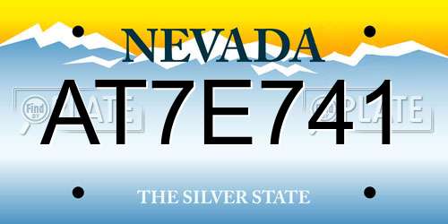 AT7E741 Nevada License Plate