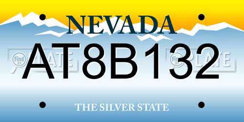 AT8B132 Nevada License Plate