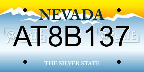 AT8B137 Nevada License Plate