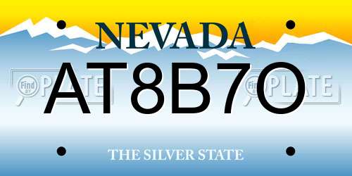 AT8B7O Nevada License Plate