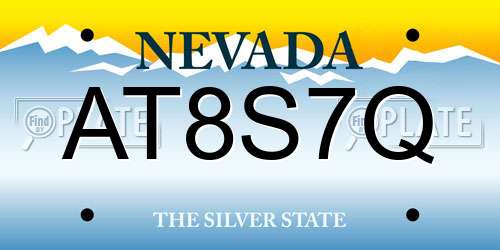 AT8S7Q Nevada License Plate