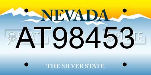 AT98453 Nevada License Plate