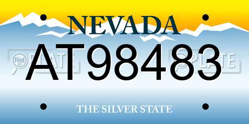 AT98483 Nevada License Plate