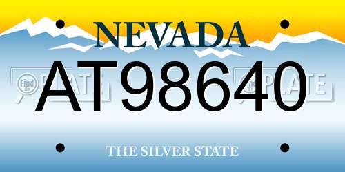 AT98640 Nevada License Plate