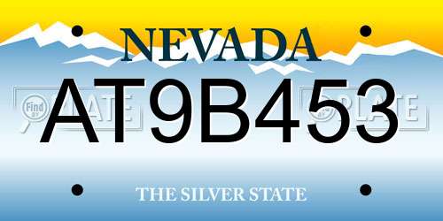 AT9B453 Nevada License Plate