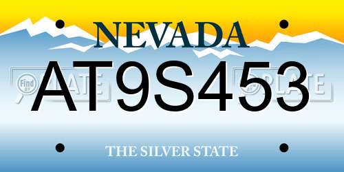 AT9S453 Nevada License Plate