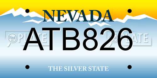 ATB826 Nevada License Plate