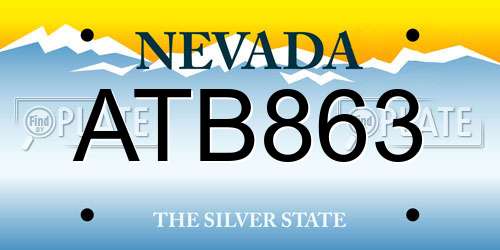 ATB863 Nevada License Plate