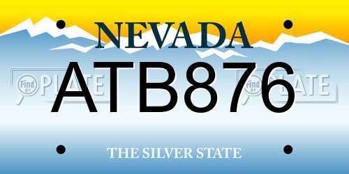 ATB876 Nevada License Plate