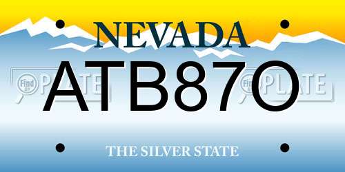 ATB87O Nevada License Plate