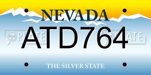 ATD764 Nevada License Plate